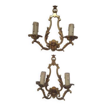 Pair of antique candlestick wall sconces