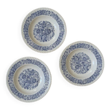 Set of 3 antique soup plates – blue floral decoration