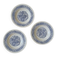 Set of 3 antique soup plates – blue floral decoration