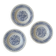 Set of 3 antique soup plates – blue floral decoration