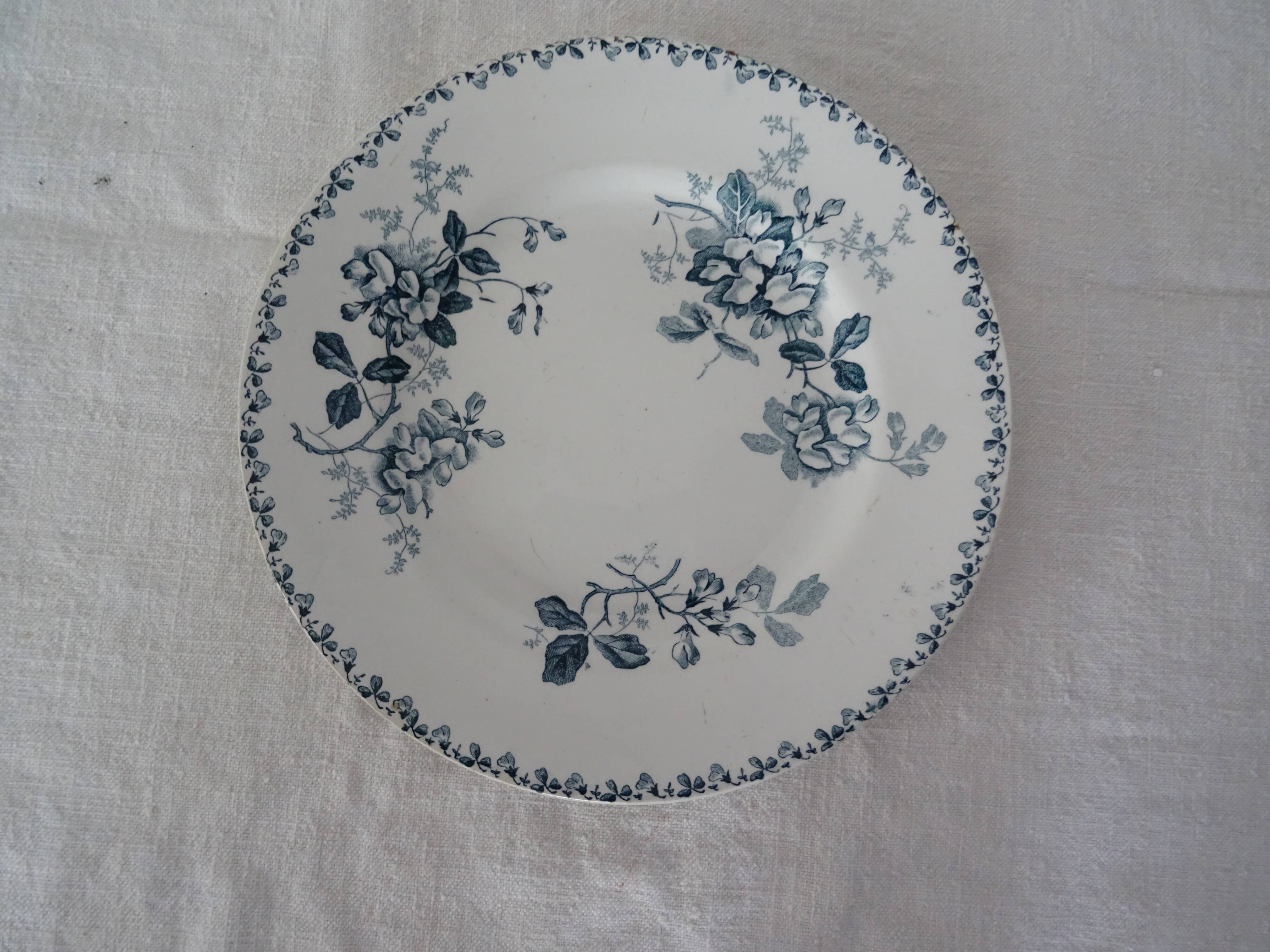 PLATE Saint Amand hamage faience old flowers ACACIA 299112