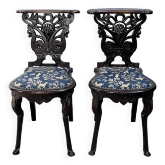 Paire de Chaises Voyageuses en Bois noirci, époque Napoléon III – Milieu XI