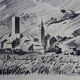 Large original black chalk drawing by Jean Villette (1913-2005)