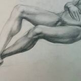 Drawing of a male nude, pencil on paper, Tuscan school, 19th century
