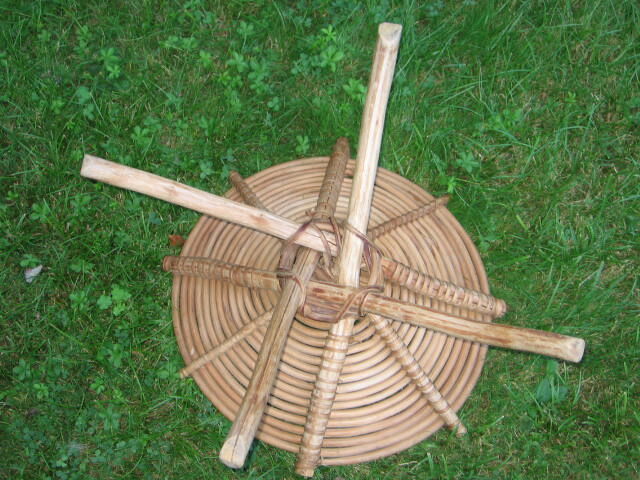 Low seat vintage rattan and wood