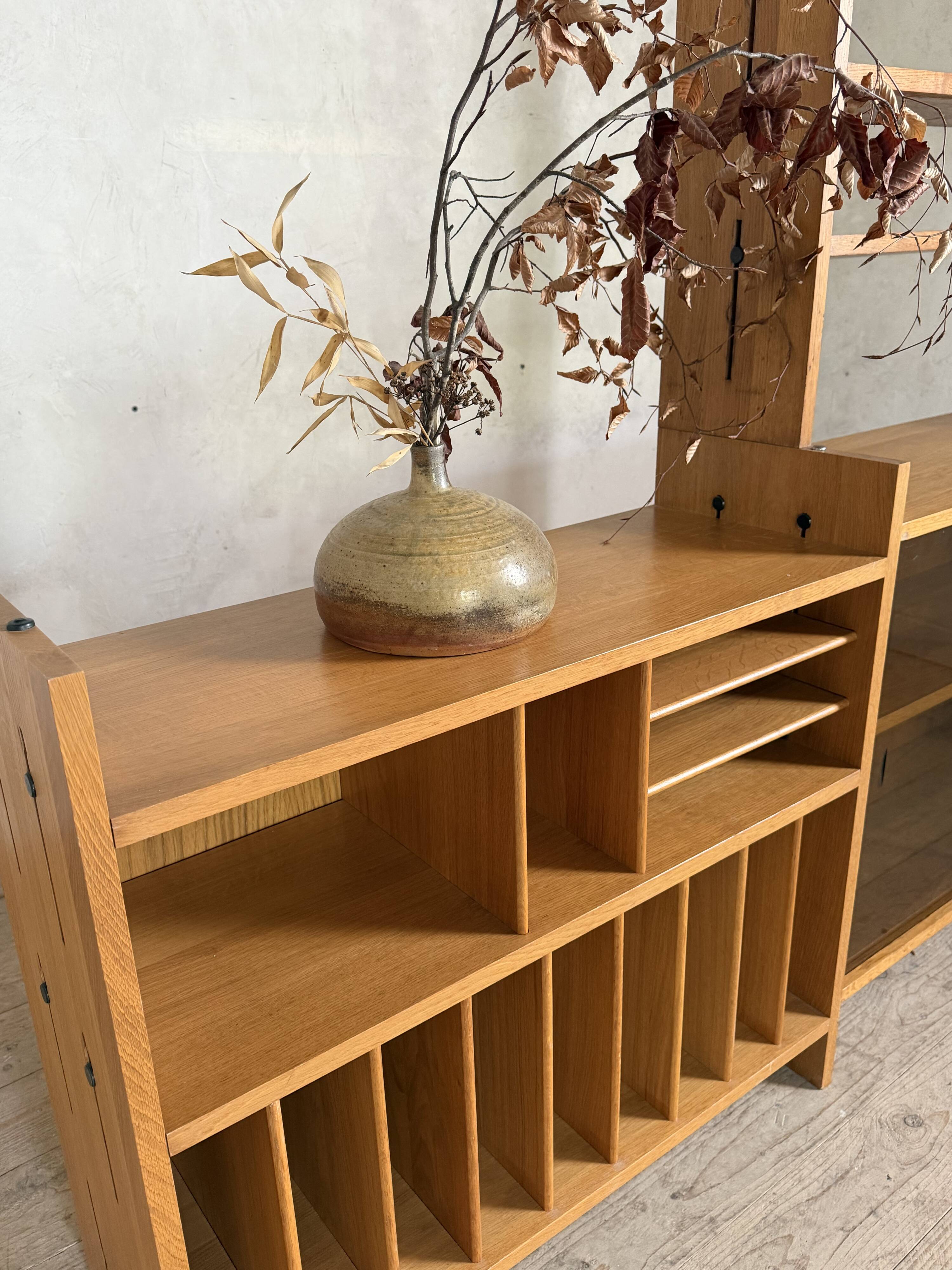 Showcase library vintage vinyl record cabinet solid oak