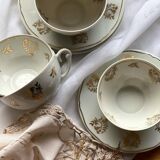 Coffee cups in fine Limoges Union Fraternelle porcelain, Paul Masquet edition