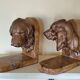 Paire de serres livres têtes de chiens en régule sur plaque de marbre, signé Lecourtier - sculptures