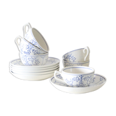 Ensemble de 6 tasses et sous tasses Villeroy et Boch, motif Copenhague, vintage