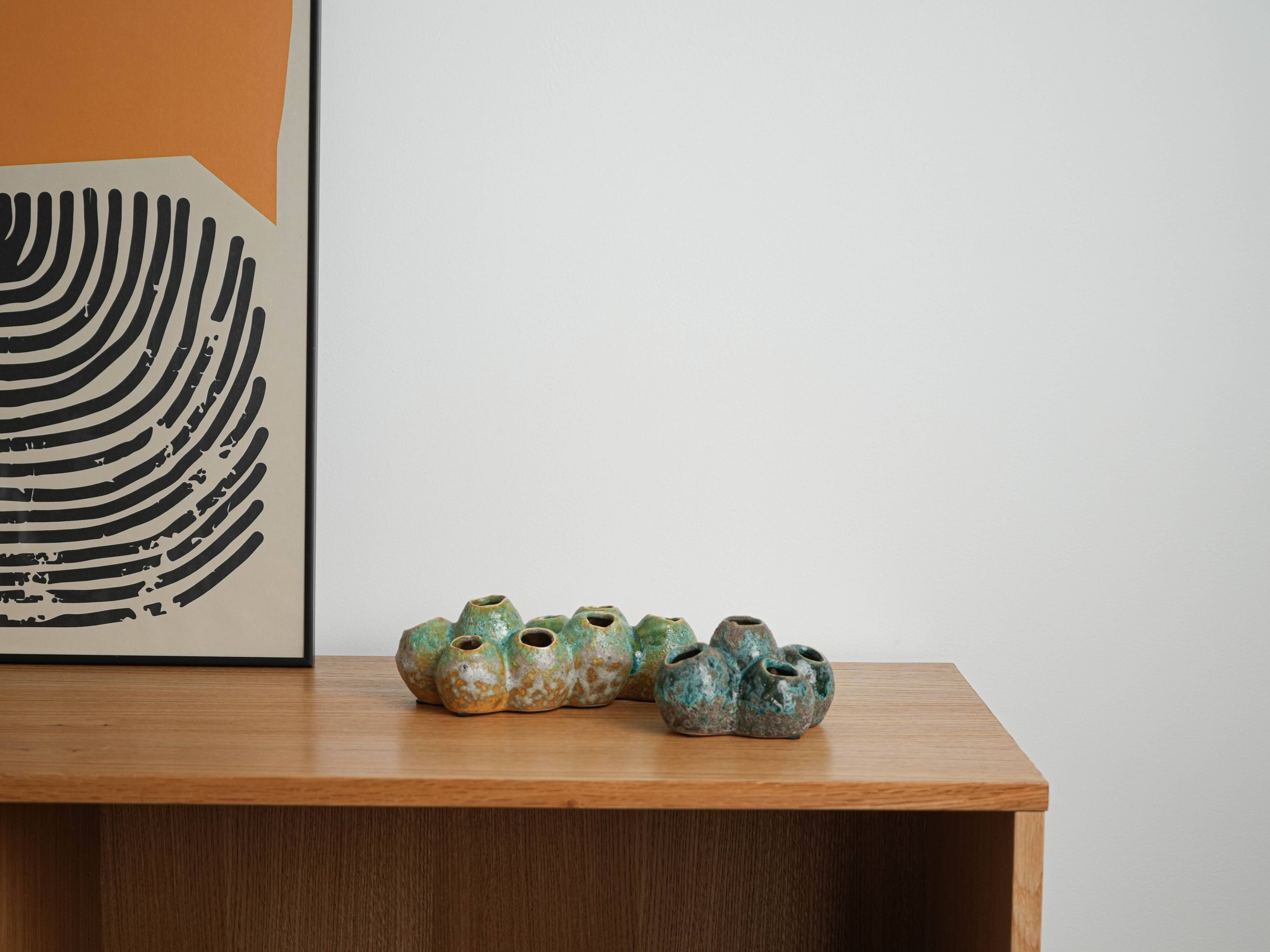 Ceramic vase – flower frog, Danish design, 1960s, made in Denmark