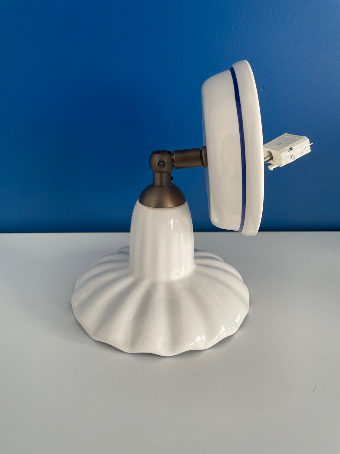 Wall lamp in blue and white porcelain made in italiy