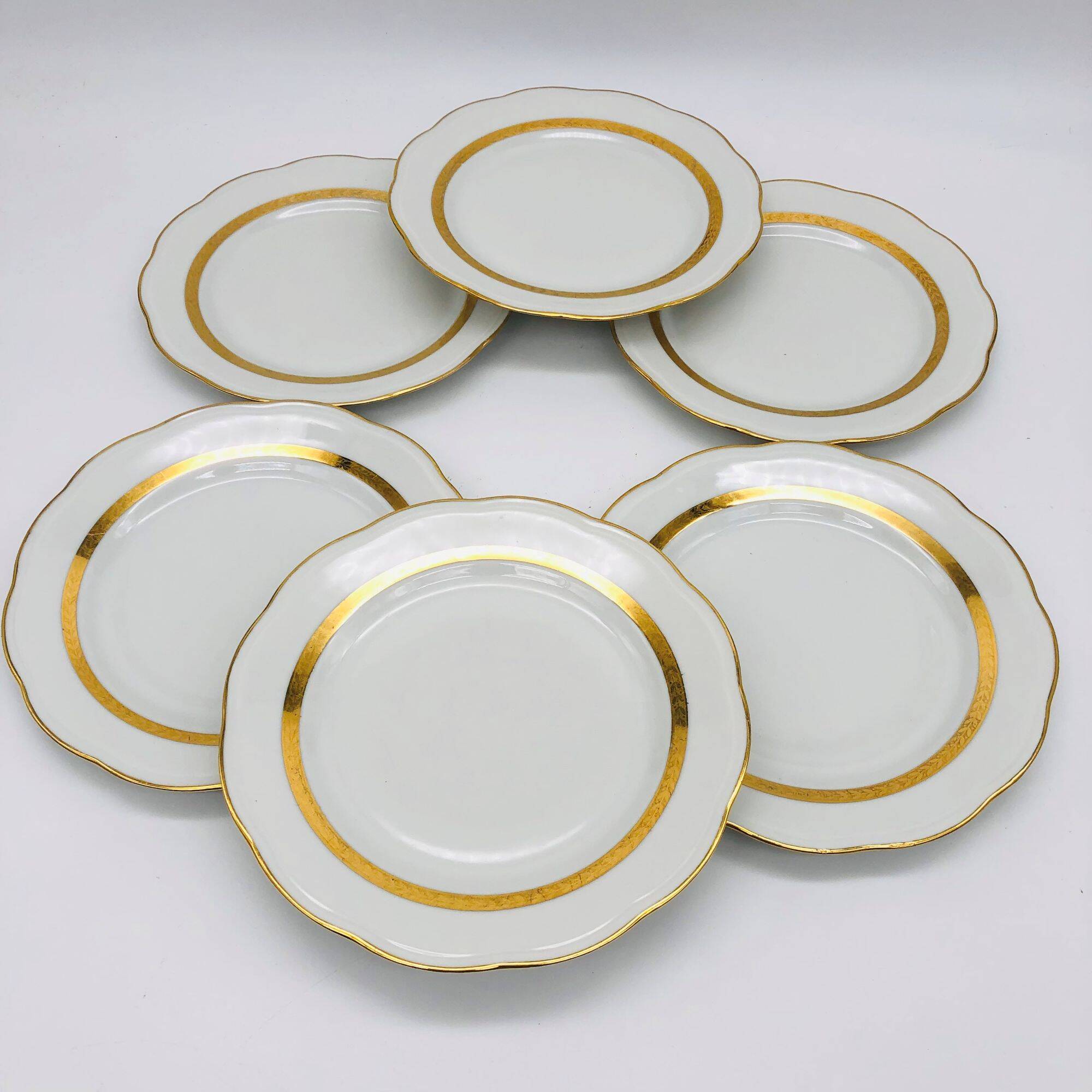 6 dessert plates. In S.F.P. Limoges porcelain.