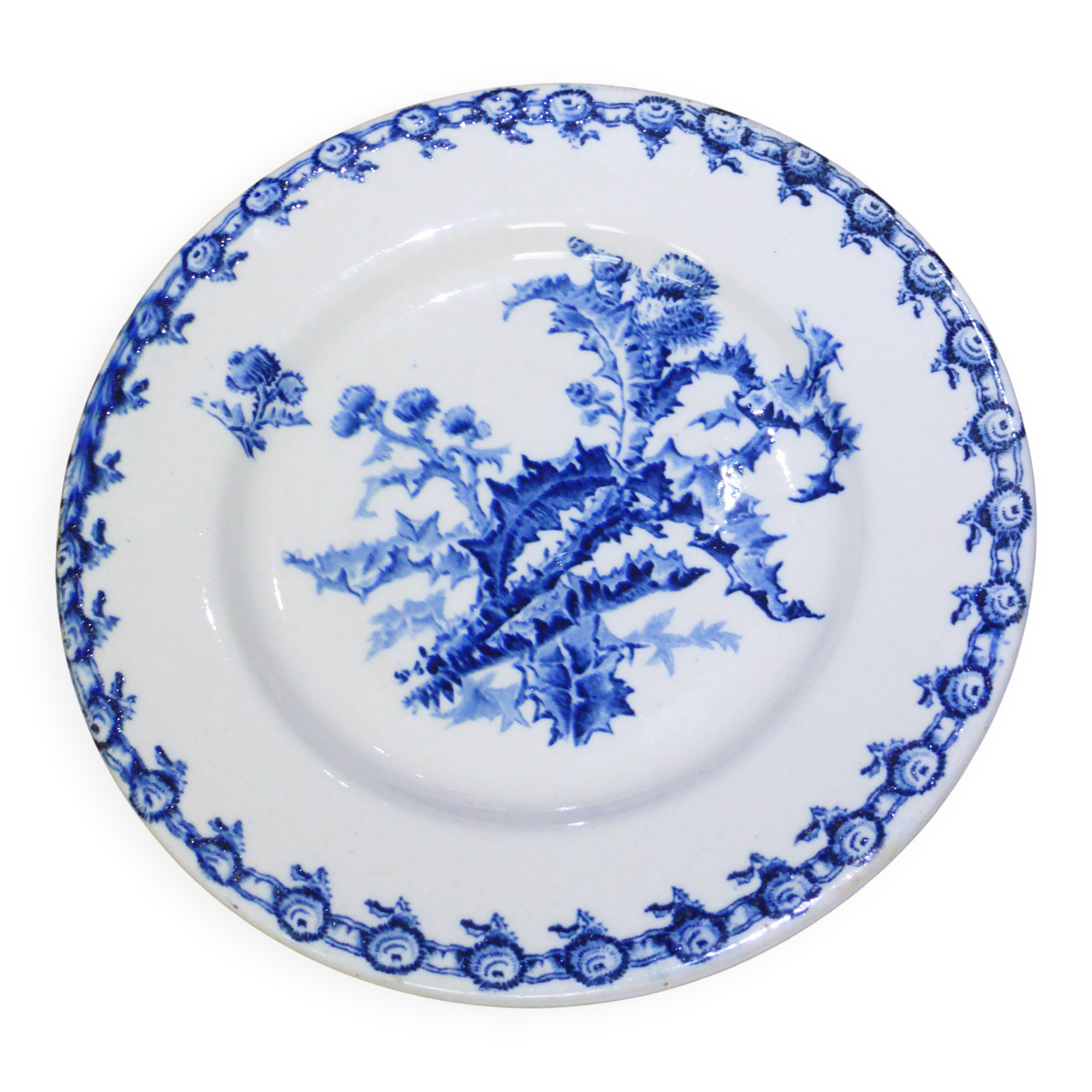 Flat compote dish on pedestal Gien Thistles (2)