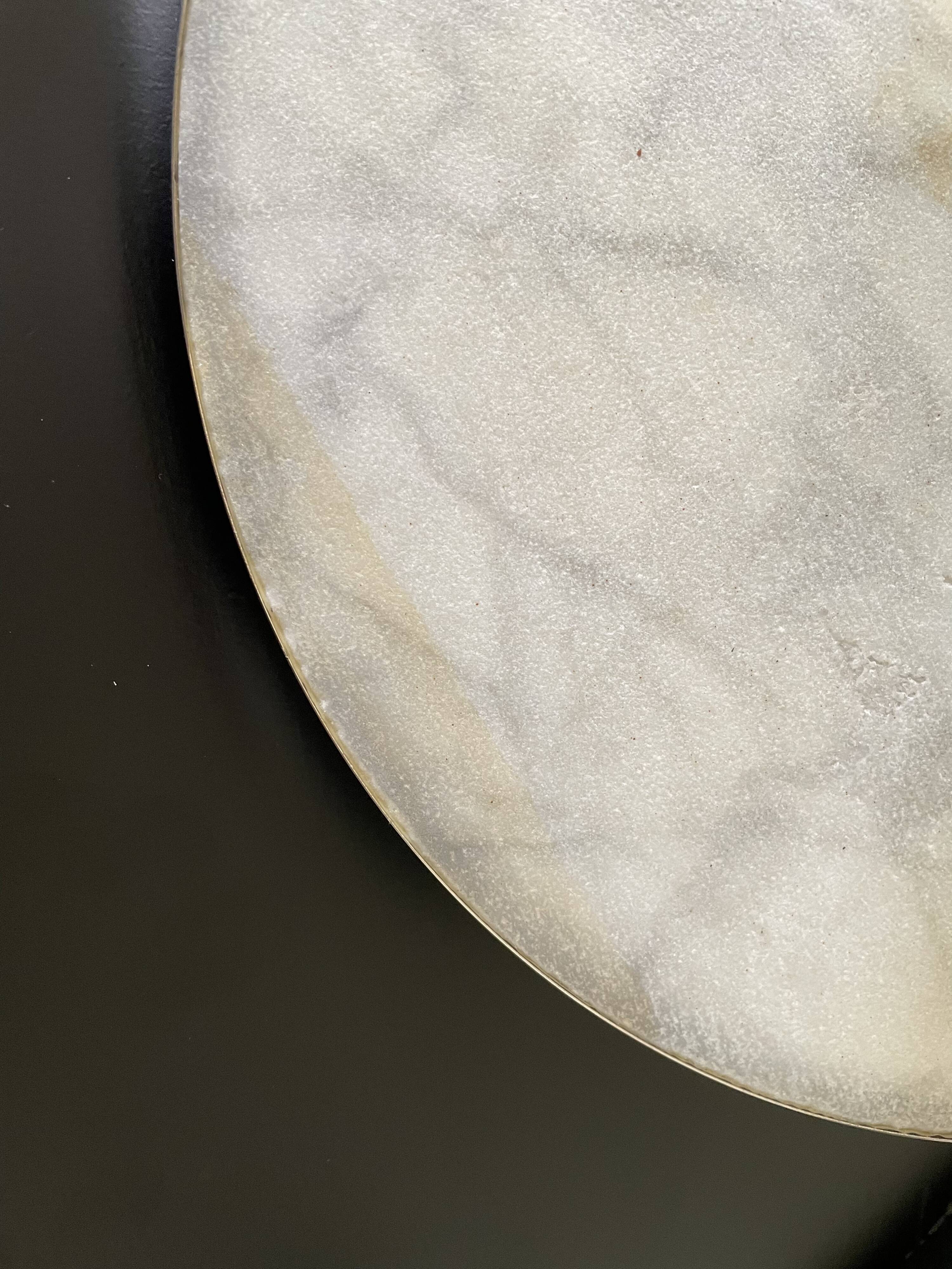 Marble cheese platter and silver metal 1970