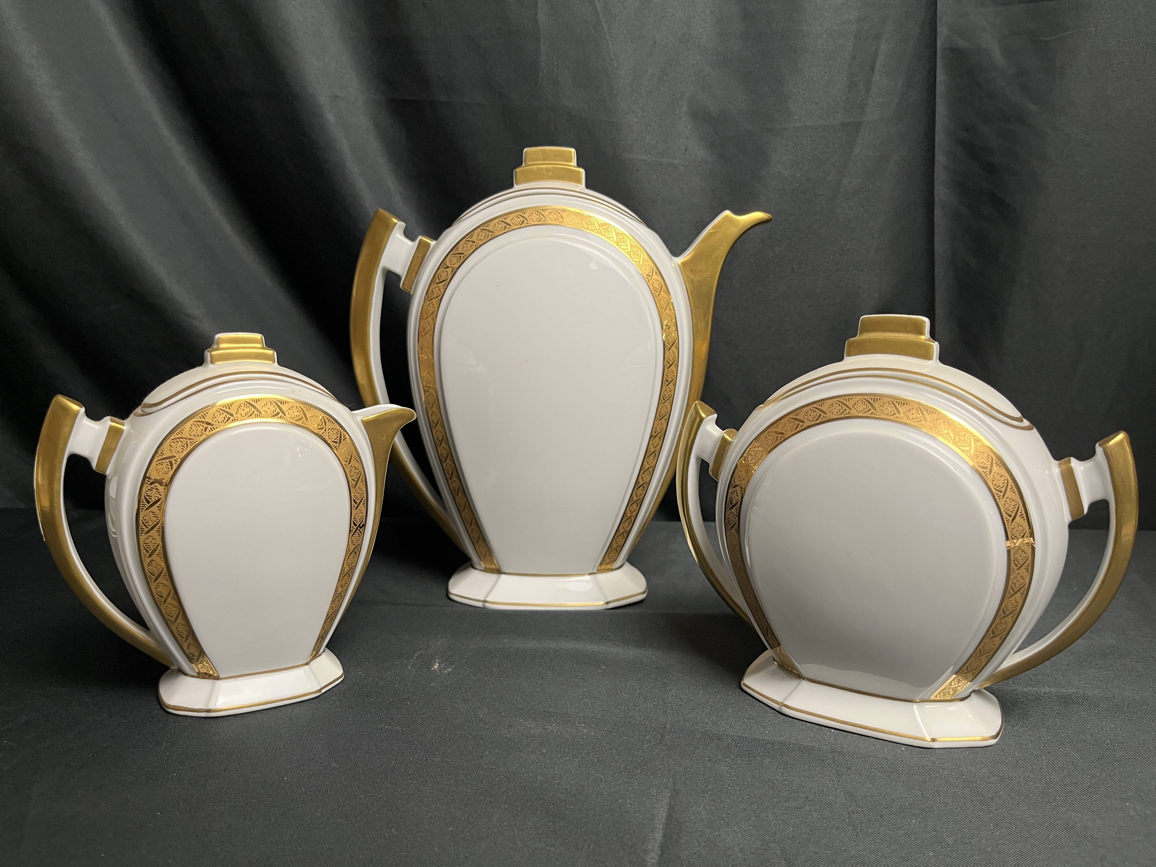 Art Deco, 9-piece Limoges porcelain coffee service circa 1930