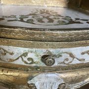 Bedside pair, 3 drawers, 1 drawer and a niche, painted golden wood, italian renaissance style