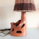 Ceramic lamp terracotta and lampshade wool 50/60