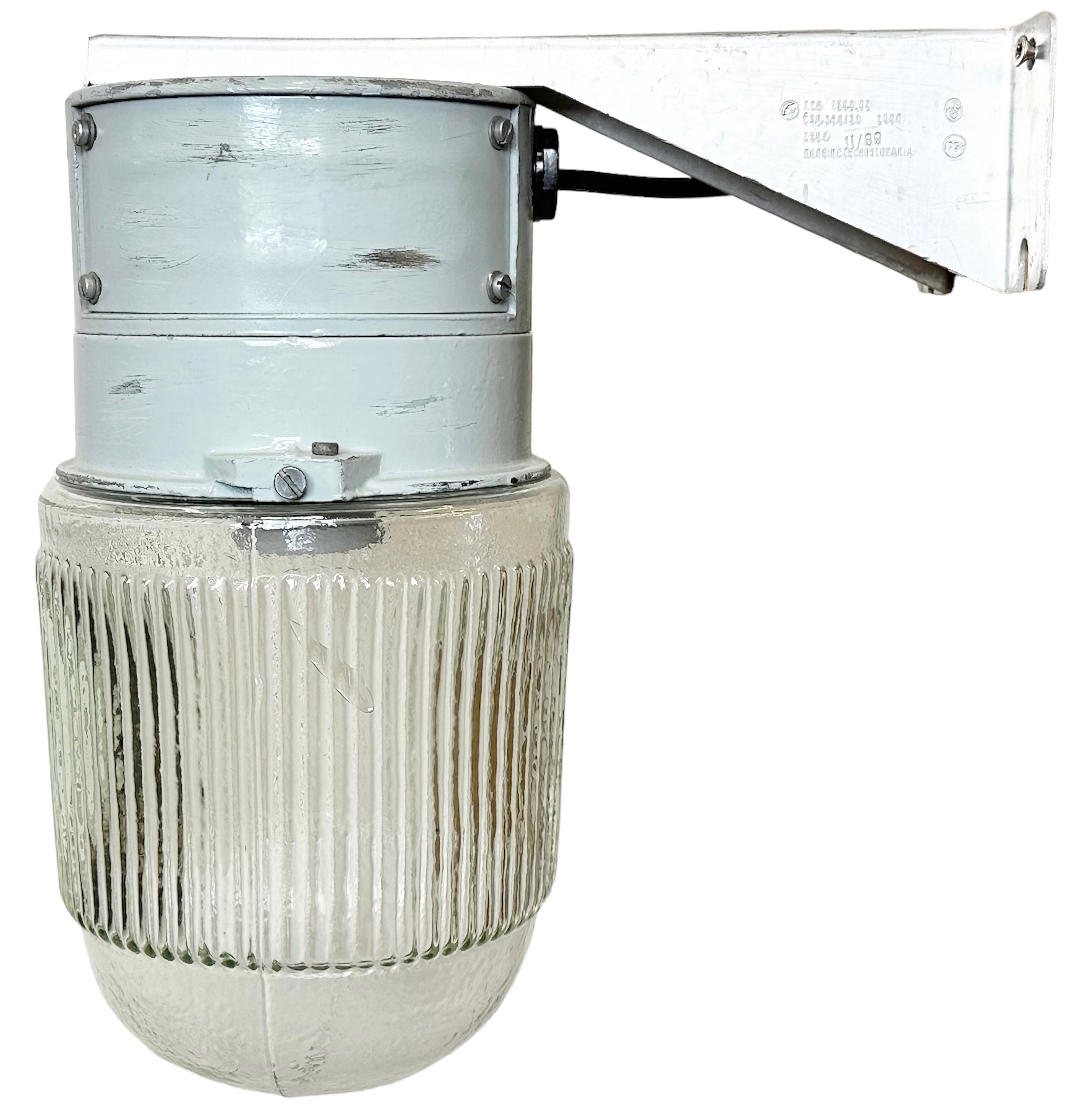 Industrial Aluminium Wall Light with Ribbed Glass from Elektrosvit, 1970s