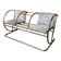 Vintage brass and glass bench, yellow colour, two-seater, tubular design from the 1950s.