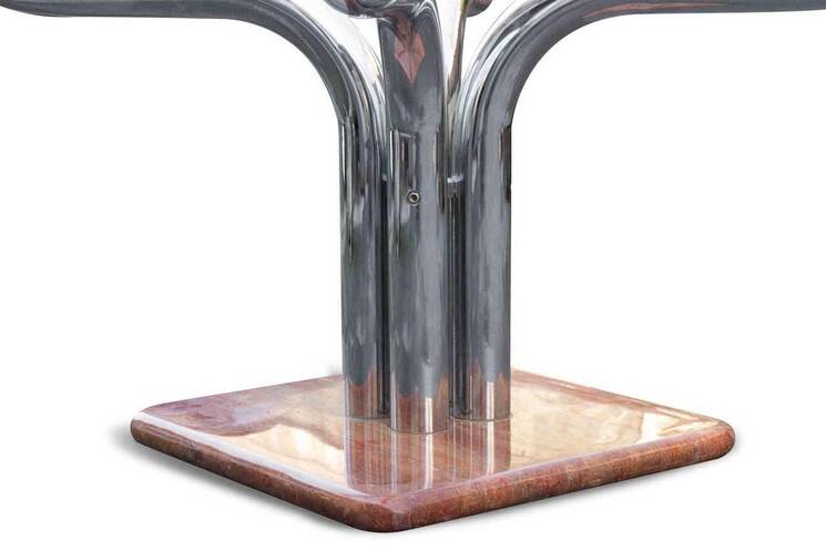 Guido faleschini dining table chrome marble glass funnel 1970 italy