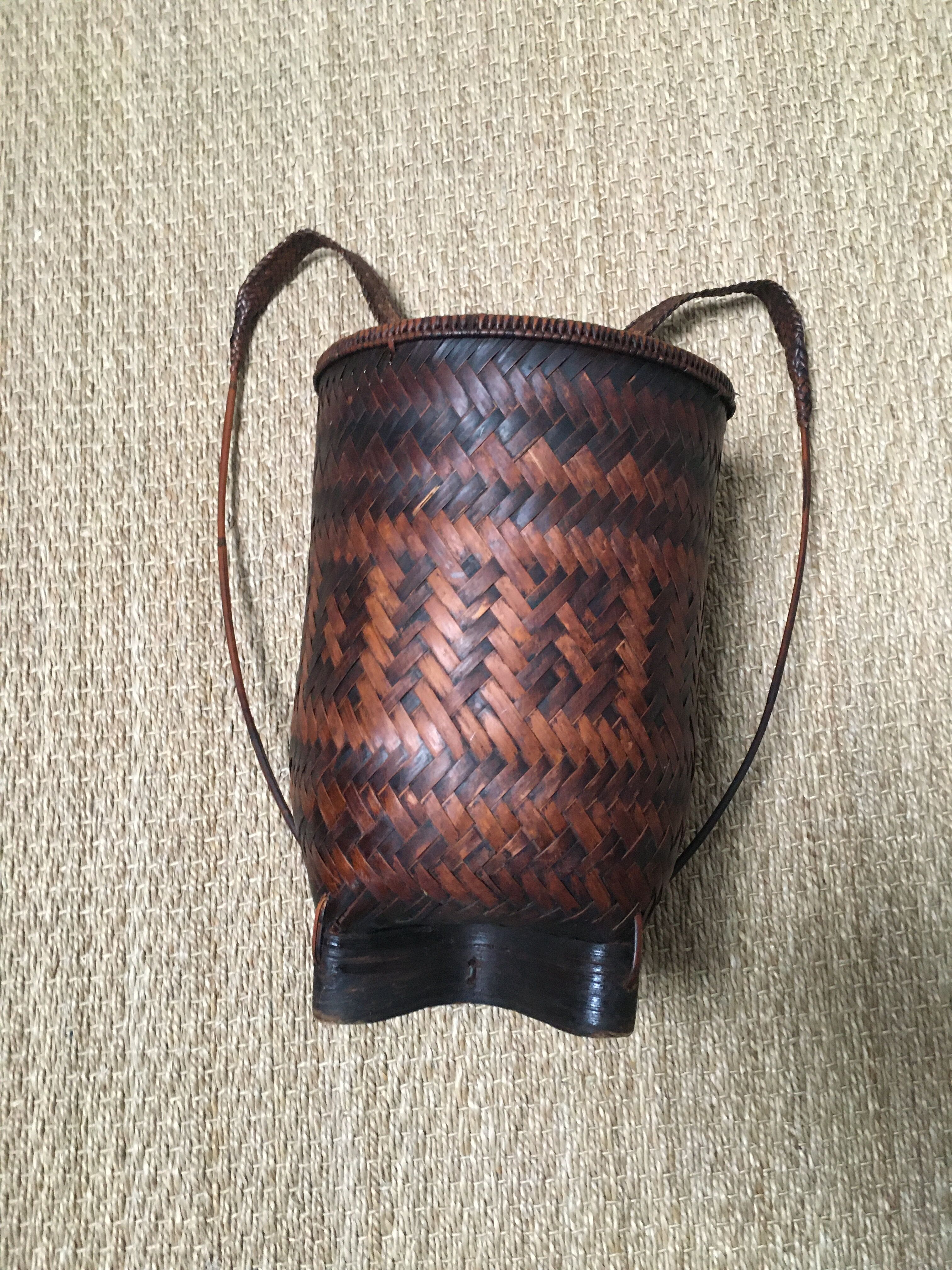 Ancient Japanese woven bamboo basket