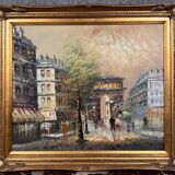 After Renée Wilsson: Oil on canvas The Arc de Triomphe in Paris circa 1980