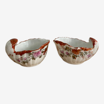Paire de salerons coquille style Louis XV porcelaine du XIXeme