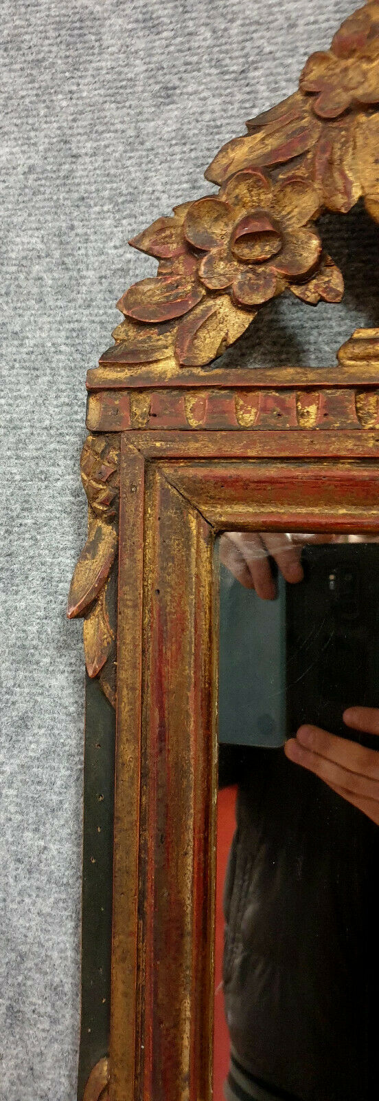 Louis XVI period mirror in gilded and laqué wood around 1800