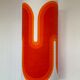 Orange opaline serpentine table lamp and vintage fabric