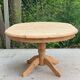 Extendable oval round table with central leg, renovated in raw solid wood, 105cm