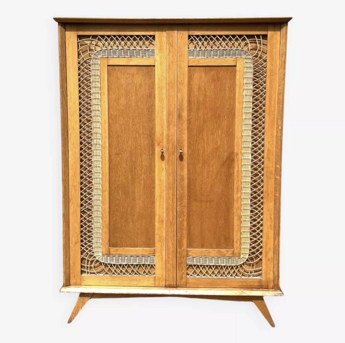 Armoire parisienne bois et rotin