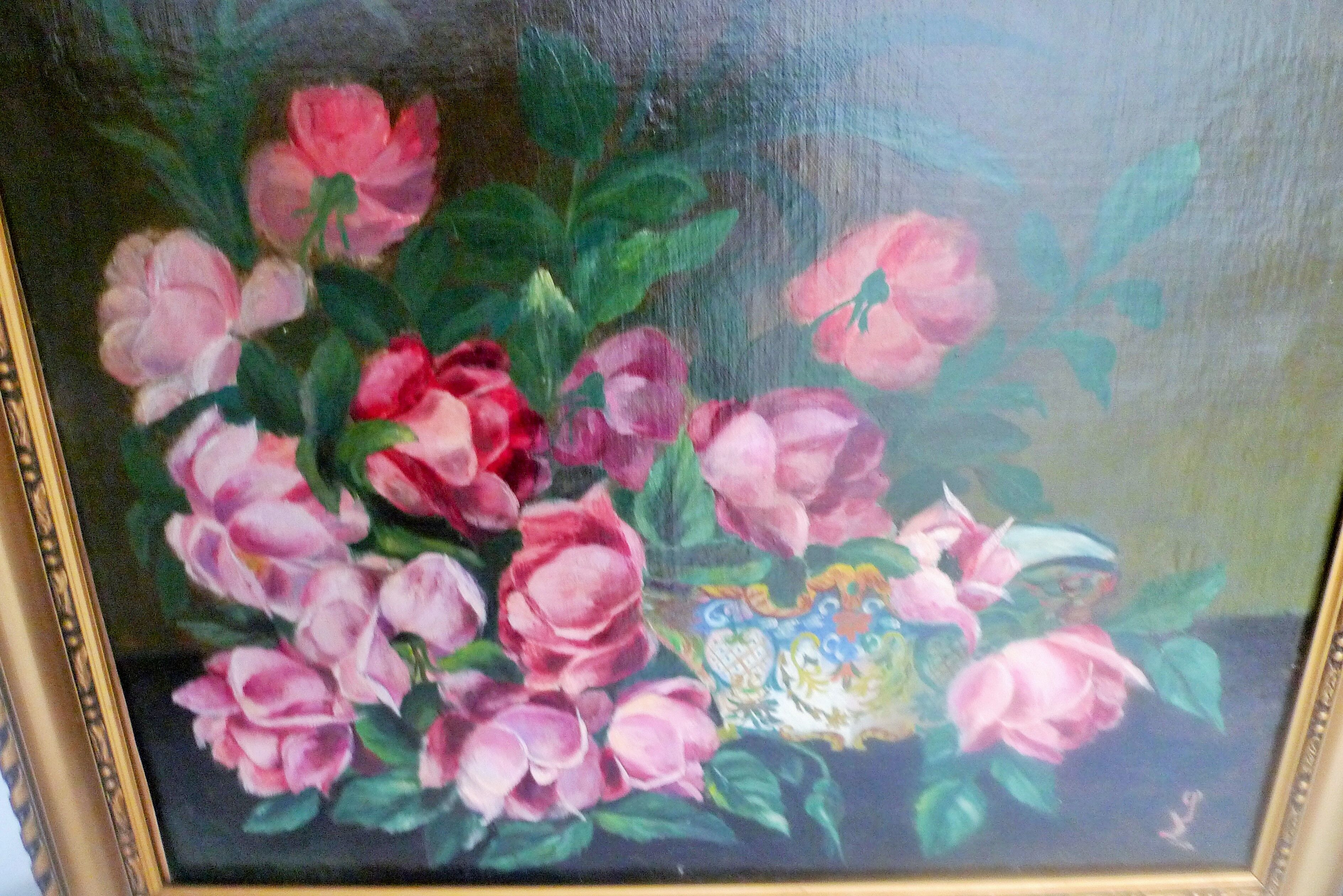 Tableau art deco bouquet de roese
