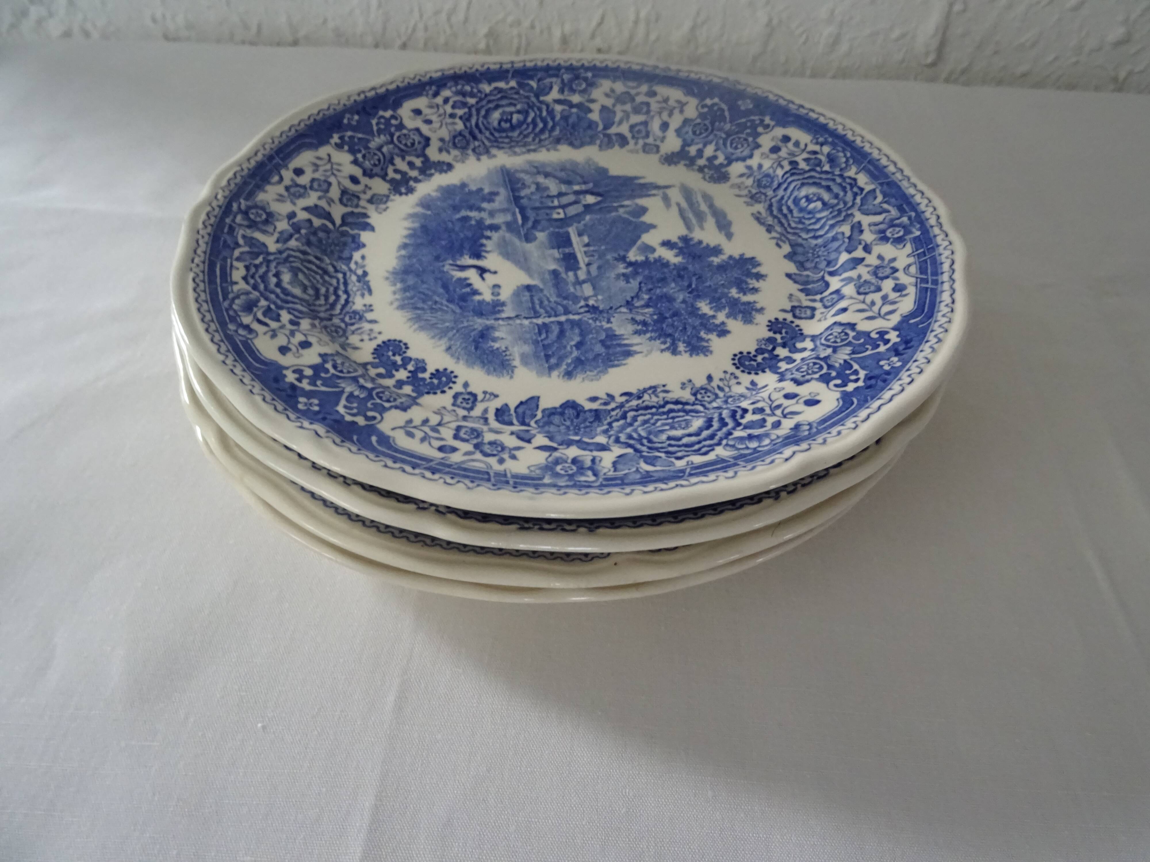 4 plates old faience 506 112 villeroy boch burgenland blue