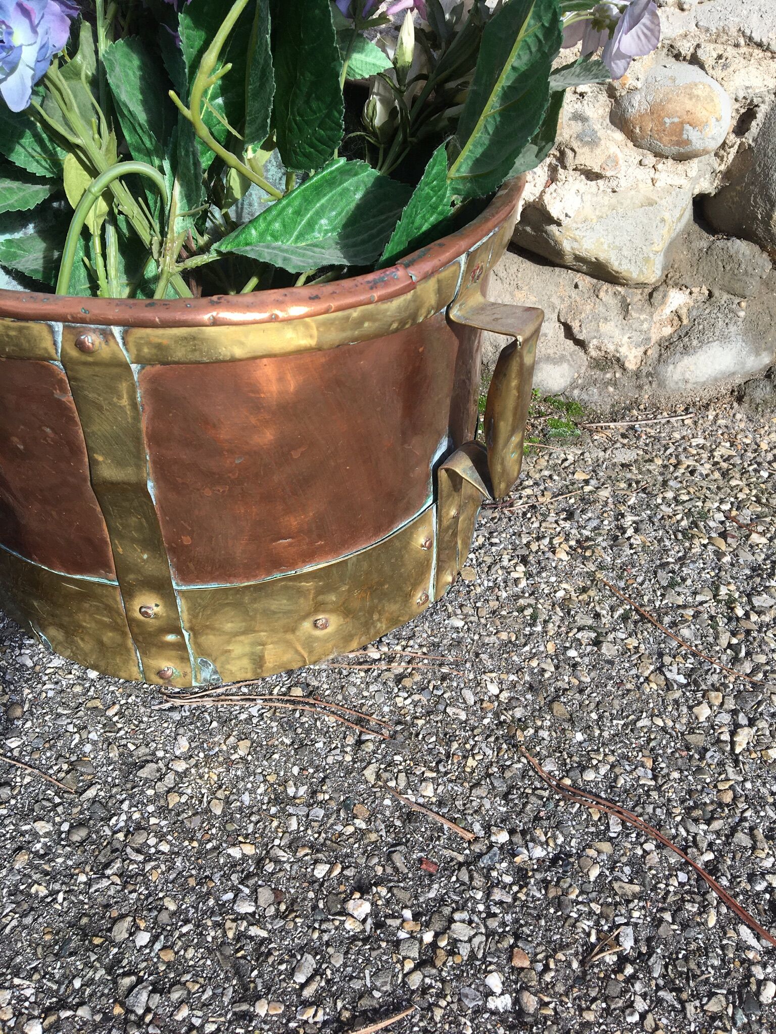 Old copper and brass pot cover 20th century