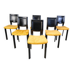 Chaises de salle à manger - noir tissu