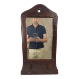 1950s Brutalist wooden mirror