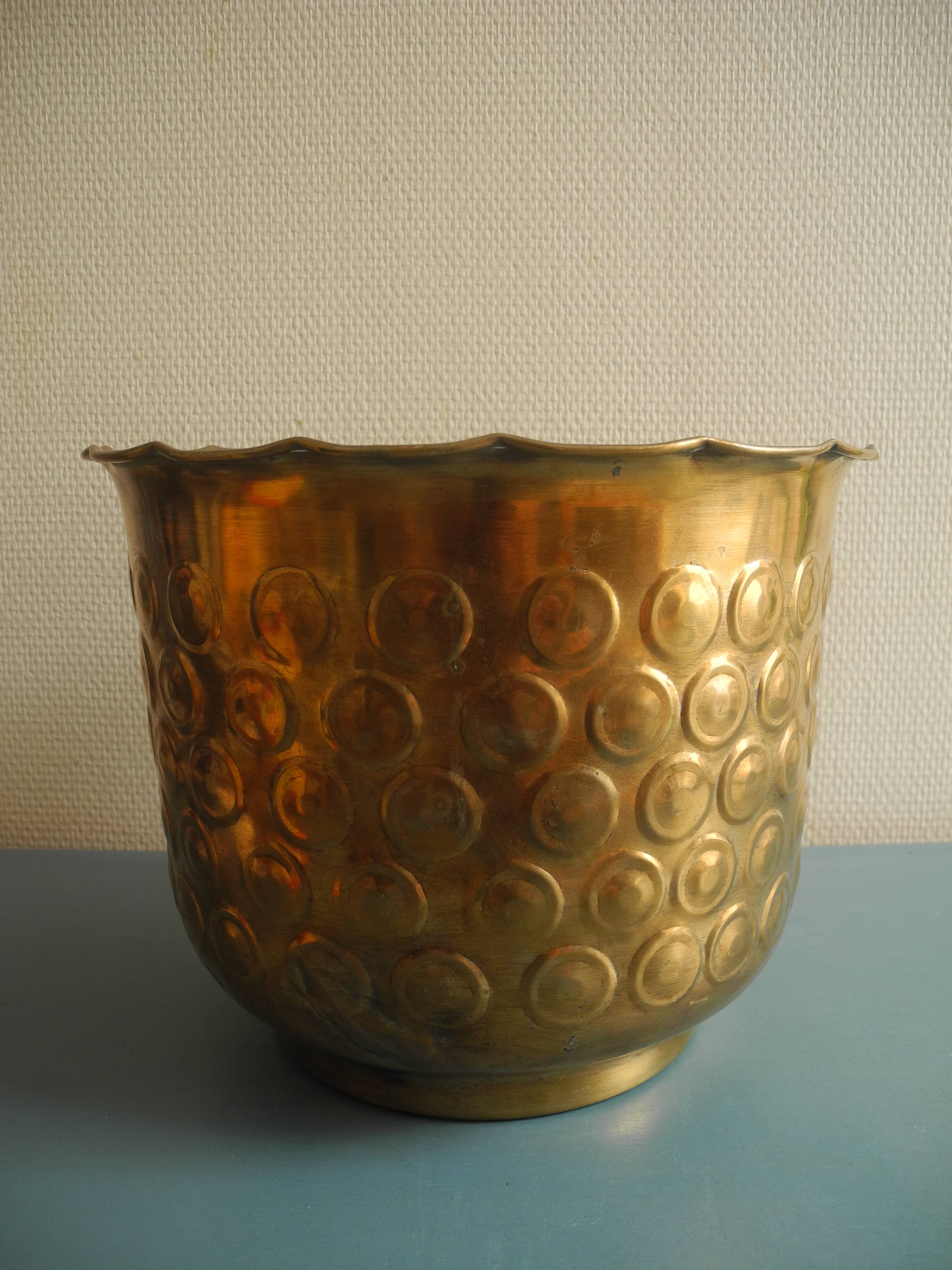 vintage brass flower pot cover
