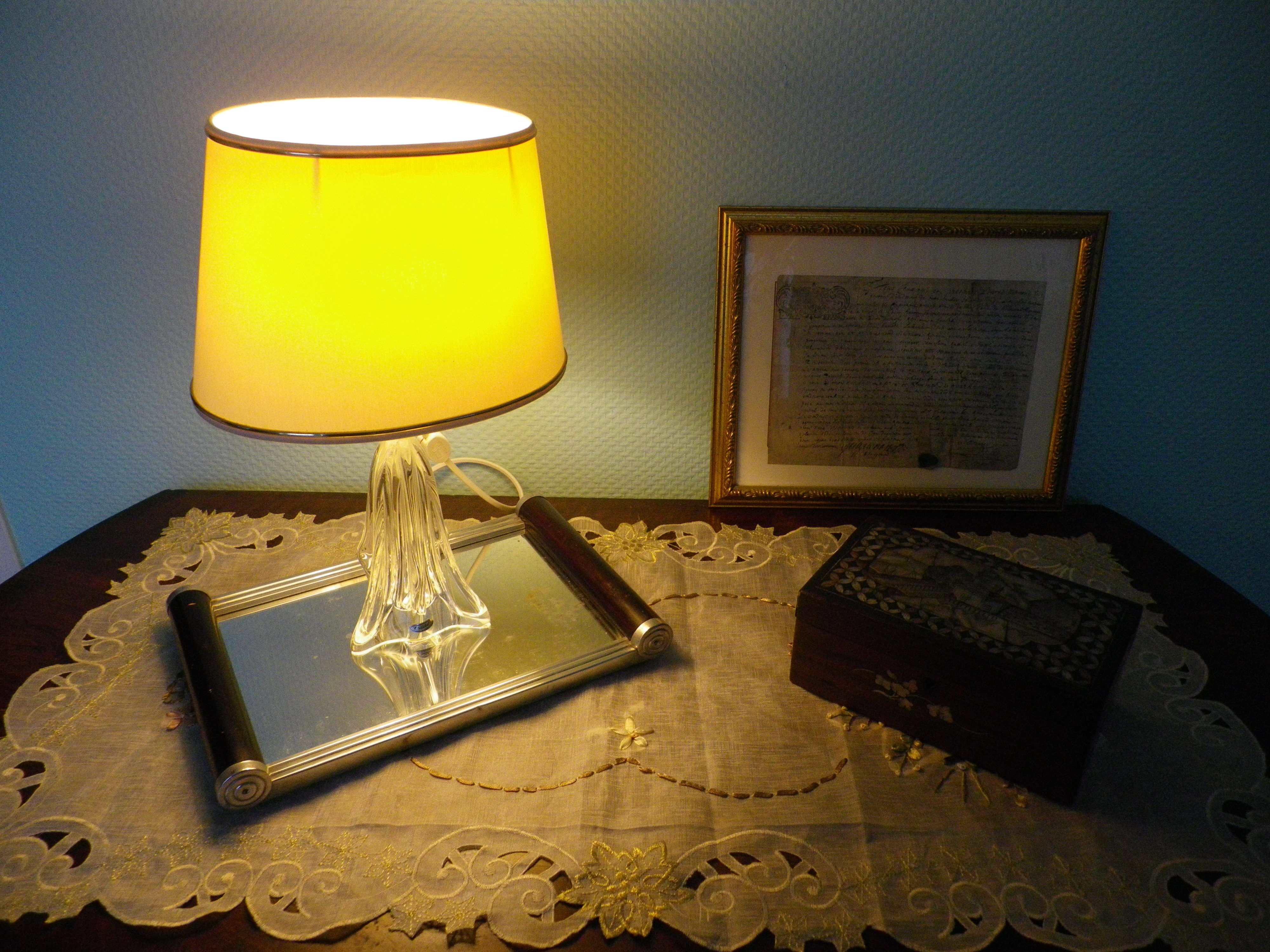 Mirror art deco tray in metal, wood 60