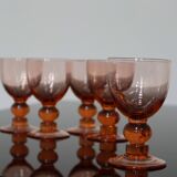 5 verres anciens à pied rose vintage