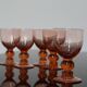 5 vintage pink stemmed antique glasses