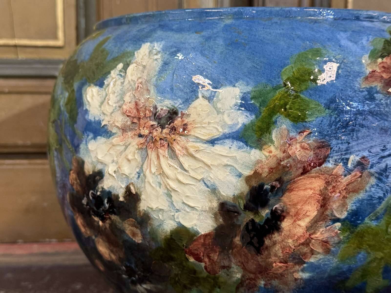 Cache pot XIXème à décor impressionniste