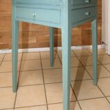 Table d’appoint vintage en chêne et peinte en vert, restaurée
