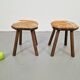Vintage Milk Stools with Cowhide, 1950s, Set of 2