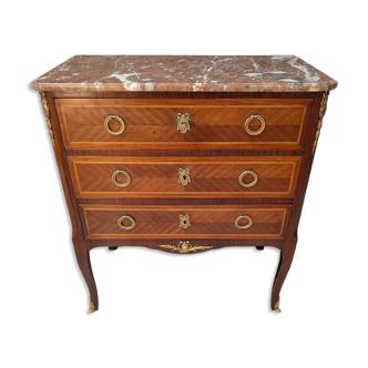 Louis XV commode in rosewood with marble.