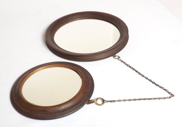 Duo miroirs rond bois anciens