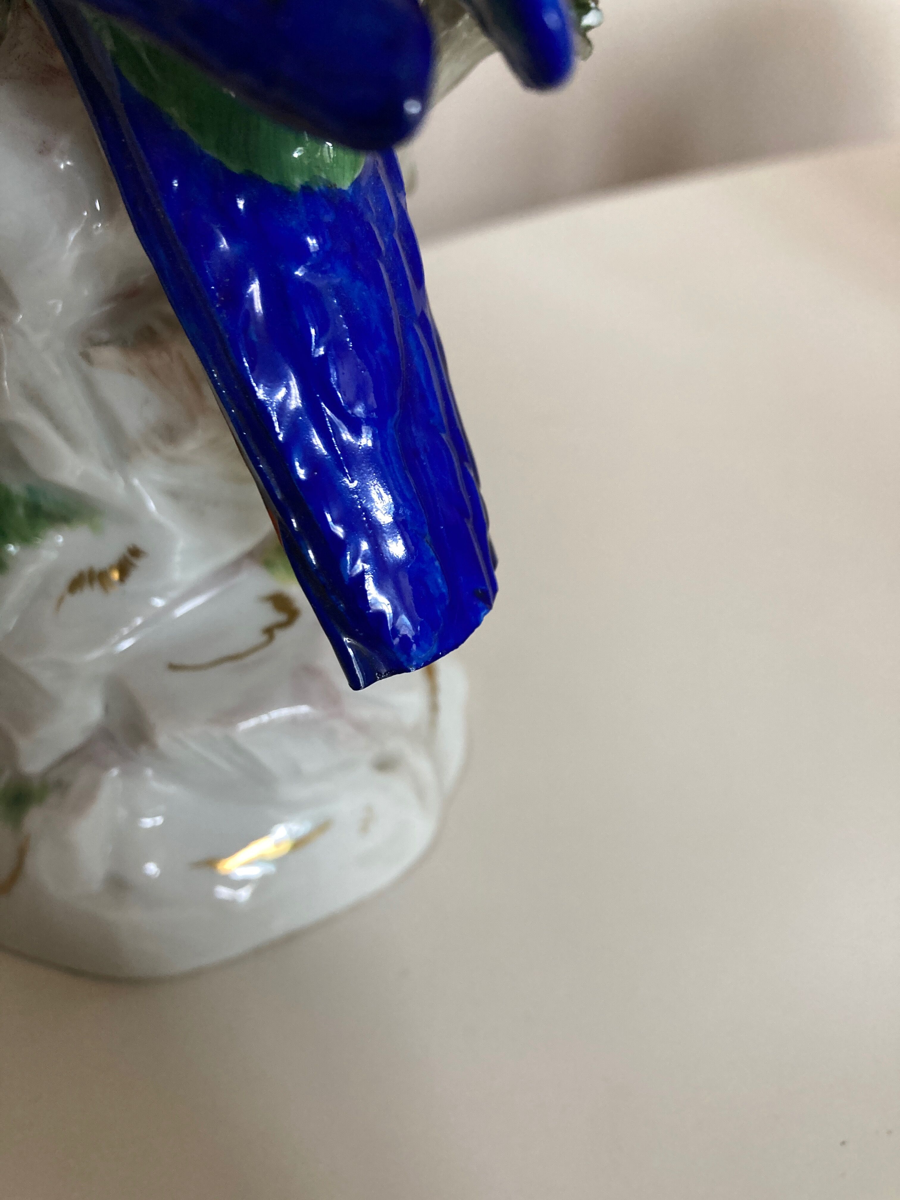 19th century Saxony porcelain parrot signed