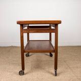 Danish extendable two-tiered teak serving trolley, 1960s, Kurt Ostervig.