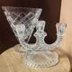 Candelabrum and fan vase in glass and crystal Art Deco style