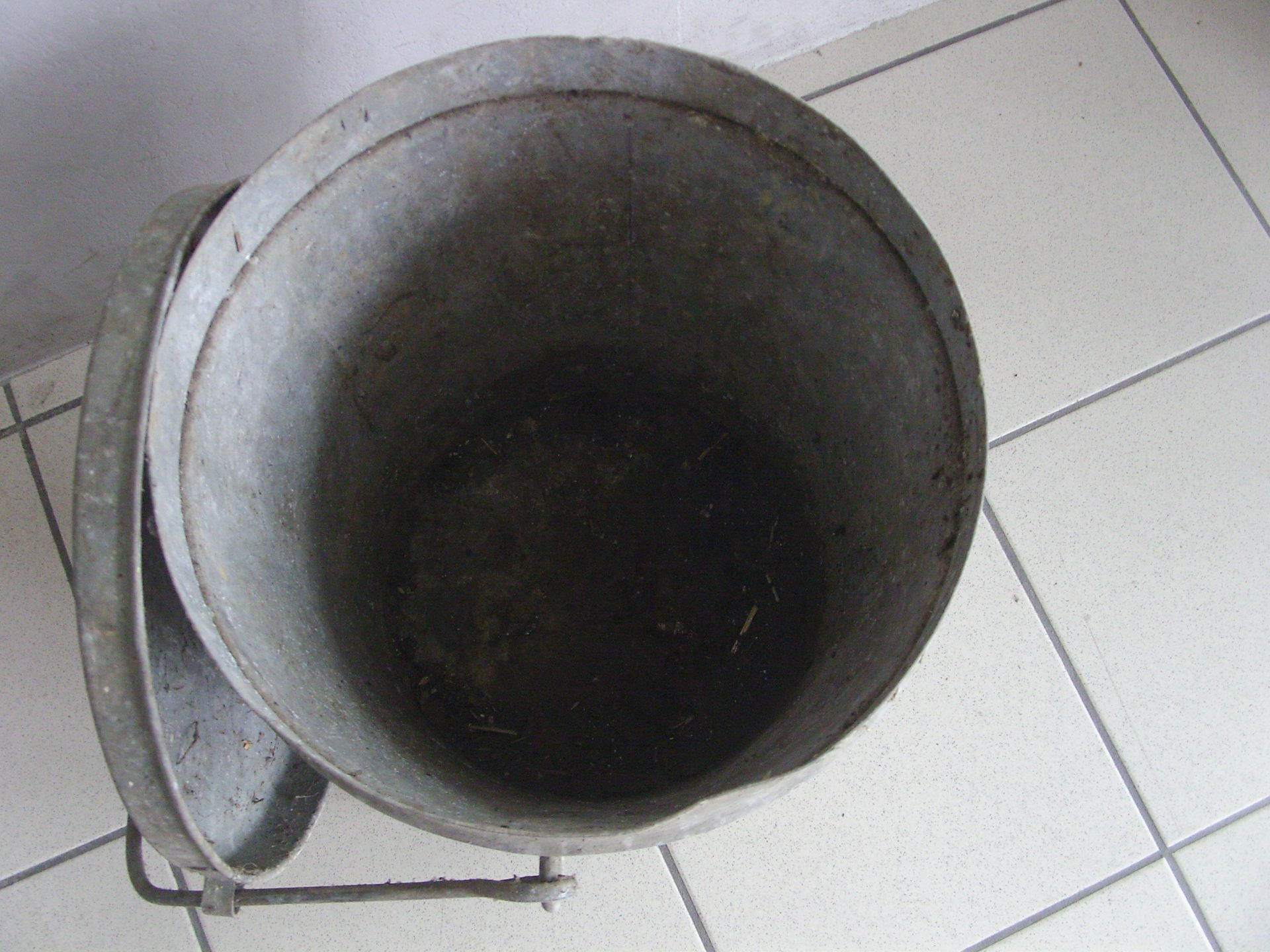 Old vintage garden zinc trash can