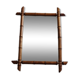 Large 19th century French mirror in carved faux bamboo wood, 52 x 64 cm
